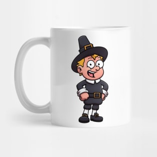 Cartoon Boy Wearing Pilgrim Clothes Mug